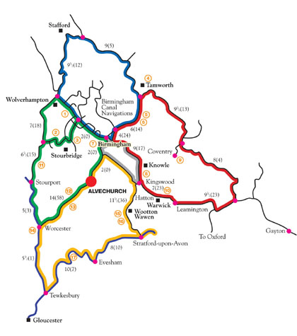 Alvechurch Marina Routes Map