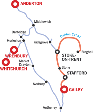 The Caldon Canal Cruising Route Map